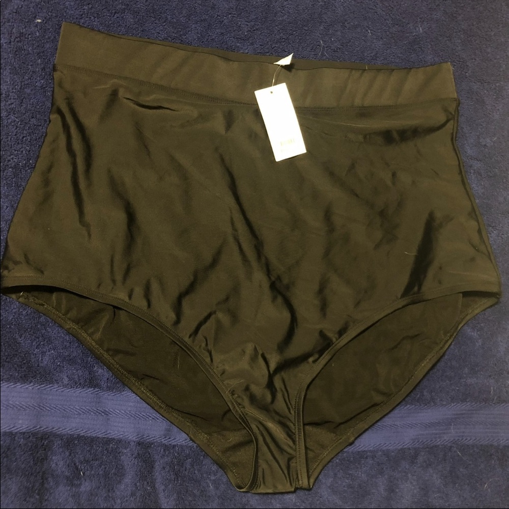 Black ultra high waisted bathing suit bottoms